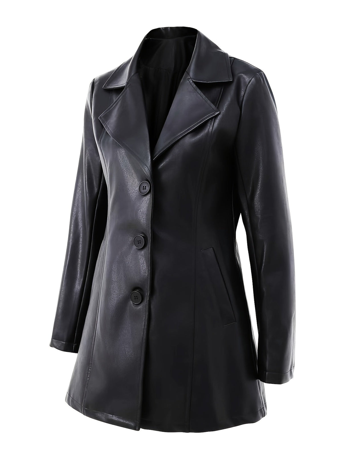 Black tailored mid-length A-line coat