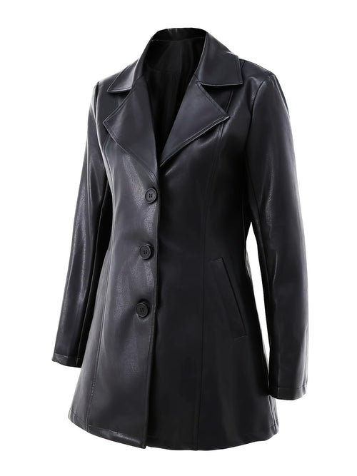 Black tailored mid-length A-line coat
