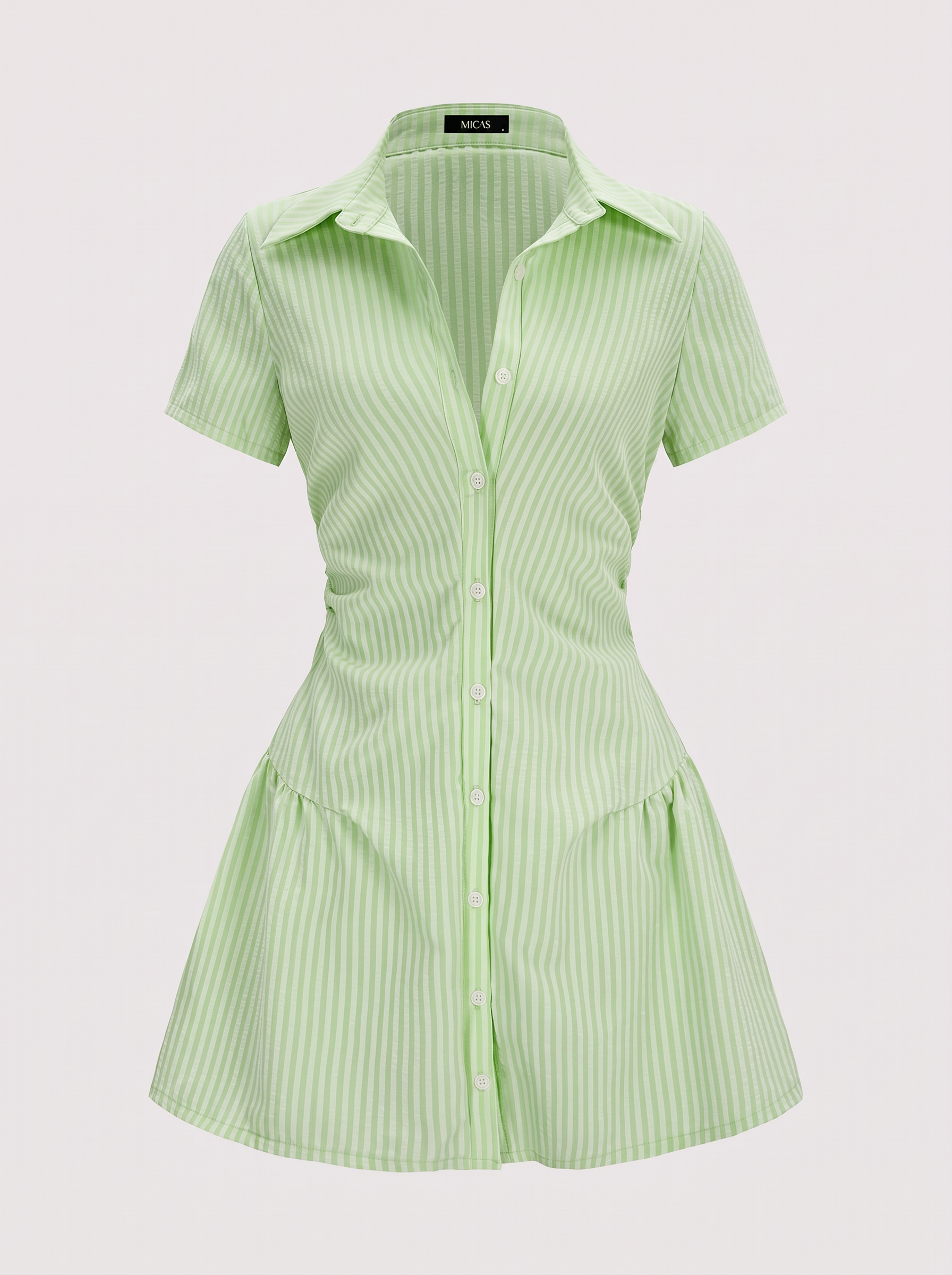 Striped V-Neck Short Sleeve Mini Dress - view 10