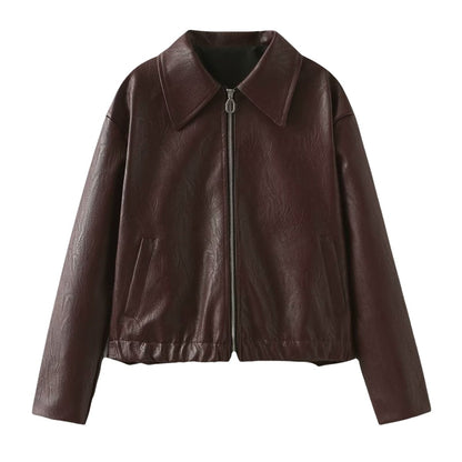Oversized Cropped Leather Jacket - view 9
