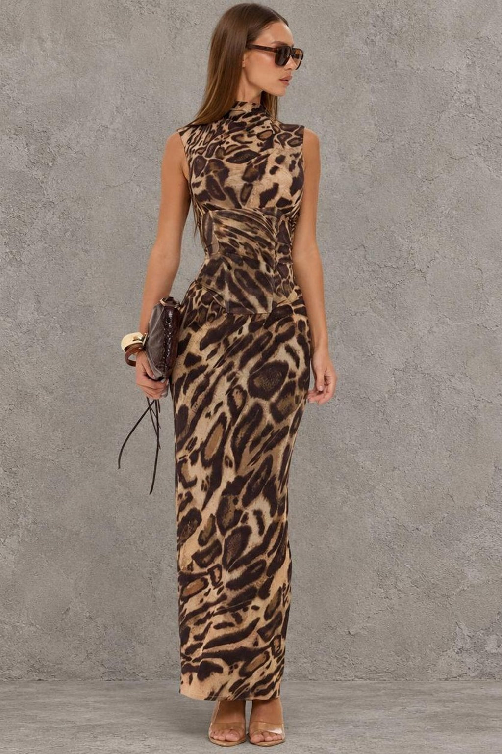 Leopard Print Bodycon Maxi Dress - 4