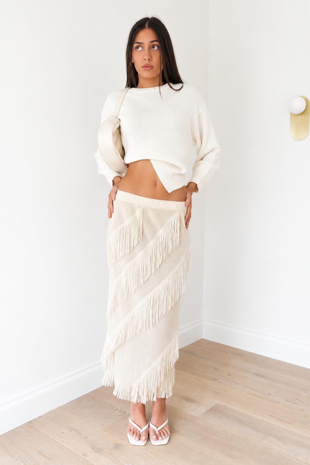 Polyester Midi Skirt With Fringe - 5