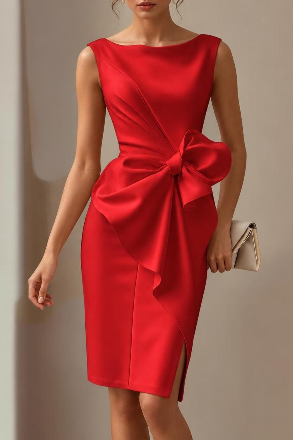 Sleeveless Dress With Sculpted Bow Detail - 5