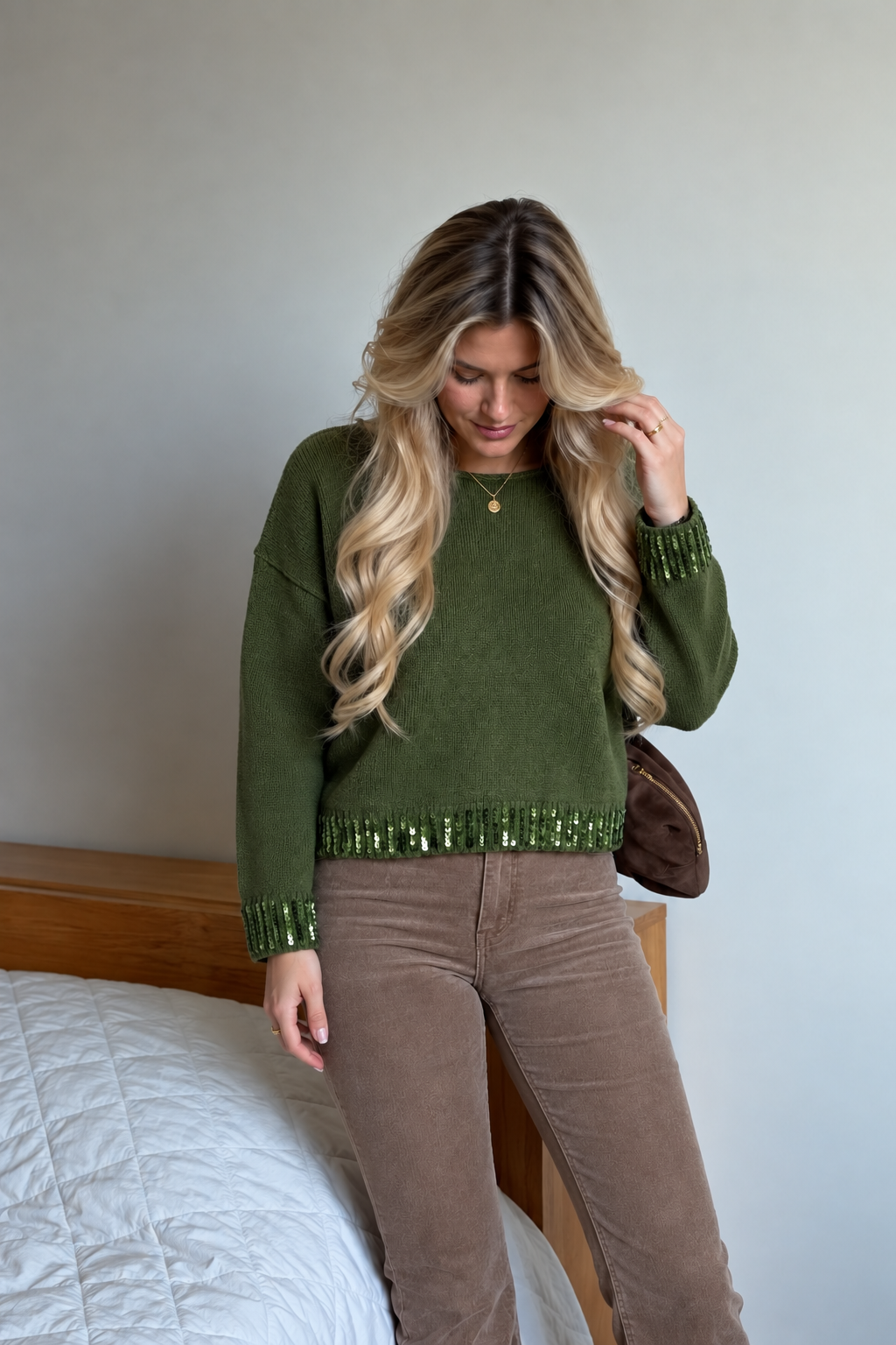 Polyester Knit Sweater With Sequin Detail - 4