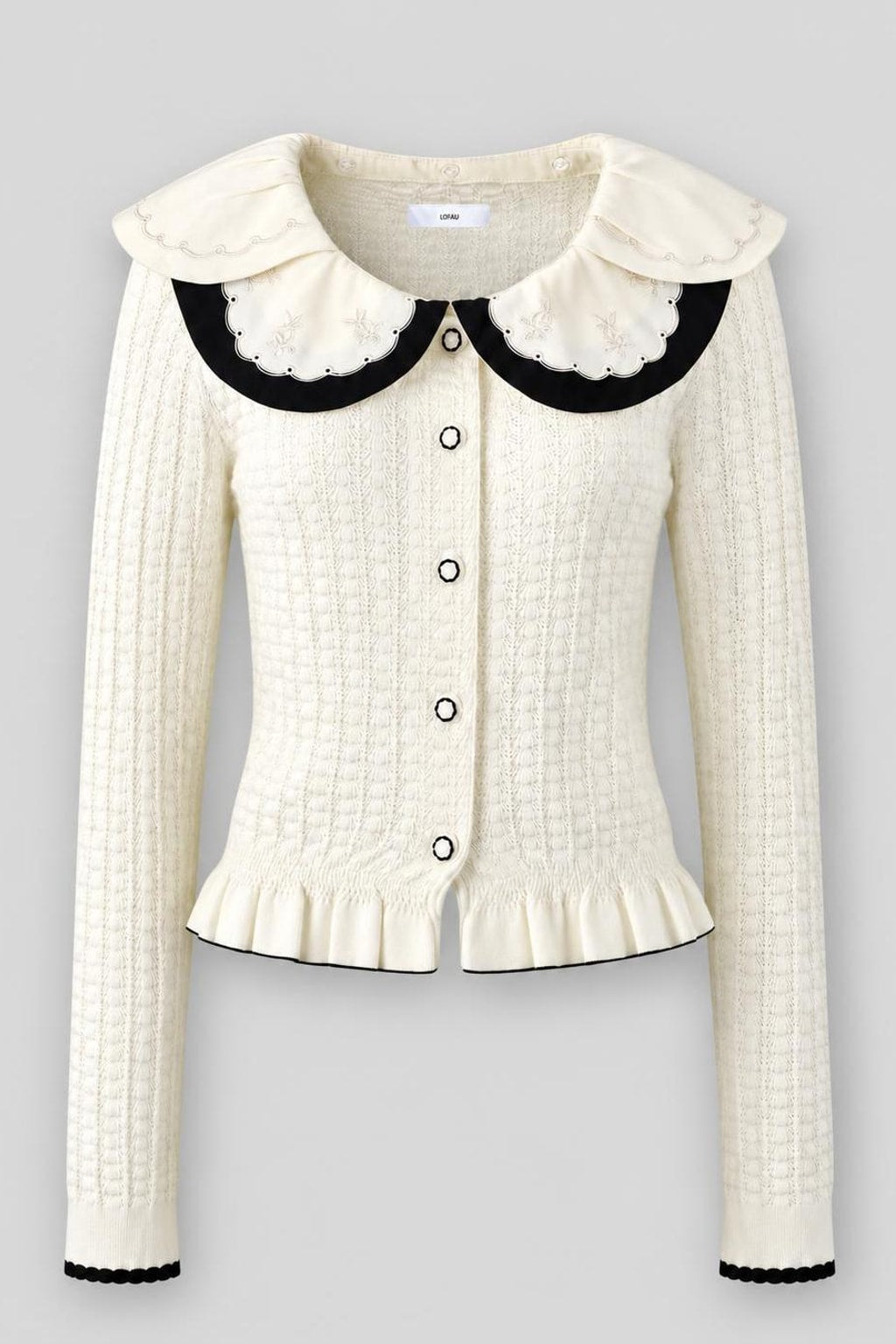 Viscose Cardigan With Embroidered Collar - 1
