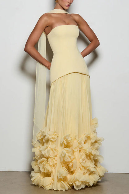 Strapless maxi gown with lace-up corset back - view 4
