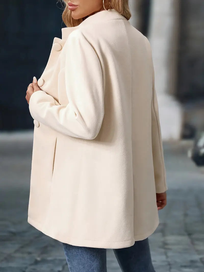 Stand-collar button coat with tailored shape - view 8