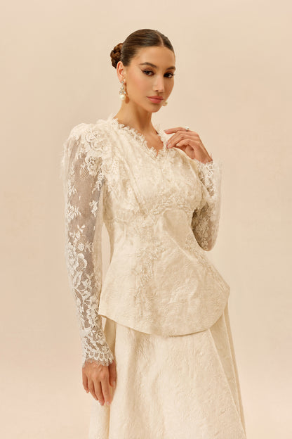 Beaded Embroidery Jacket and Flared Skirt Set - view 3