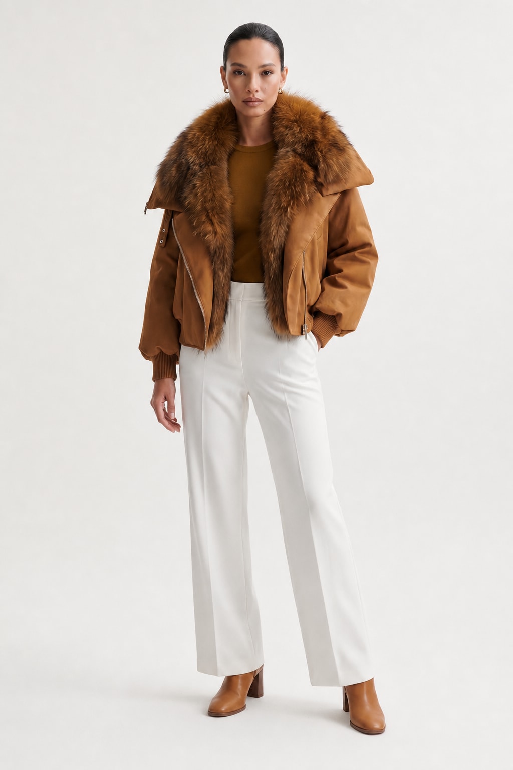 Down Jacket With Fur Collar - 8