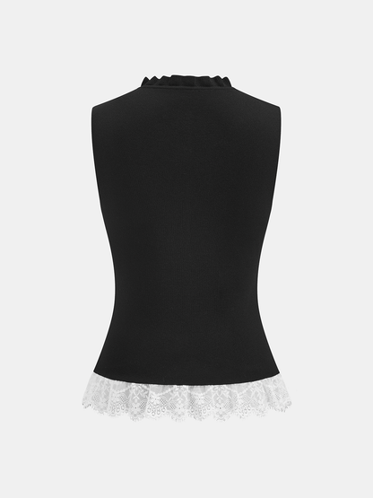 Lace Trim Knit Sweater Vest - view 6