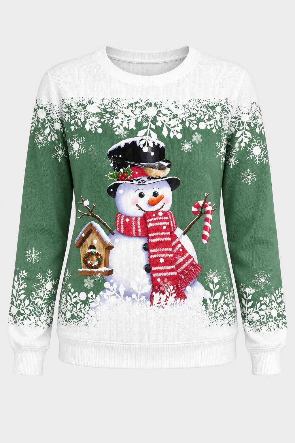 Knit Sweater - Snowman Print Holiday Pullover - 1