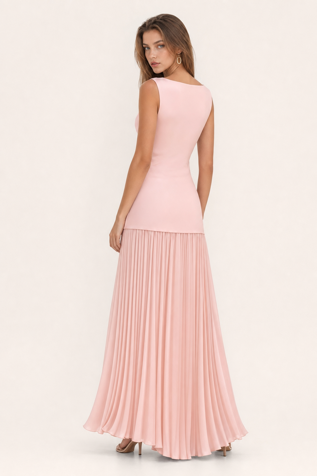 Pleated A-Line Sleeveless Maxi Dress - view 3