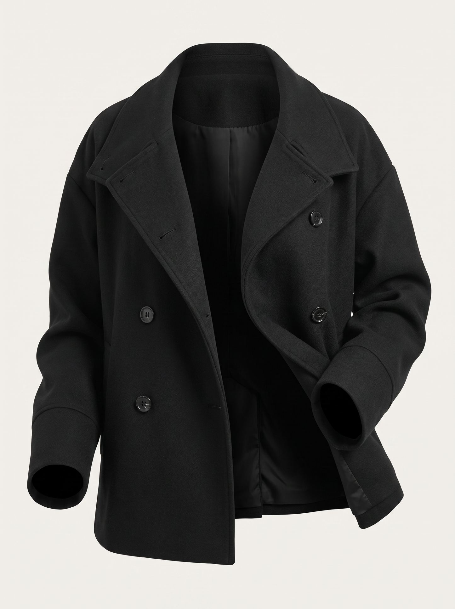 High Neck Tailored Coat, Cropped Fit