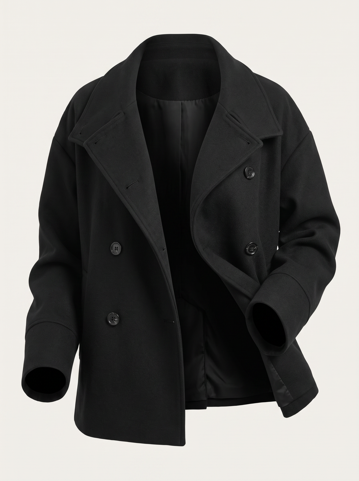 High Neck Tailored Coat, Cropped Fit