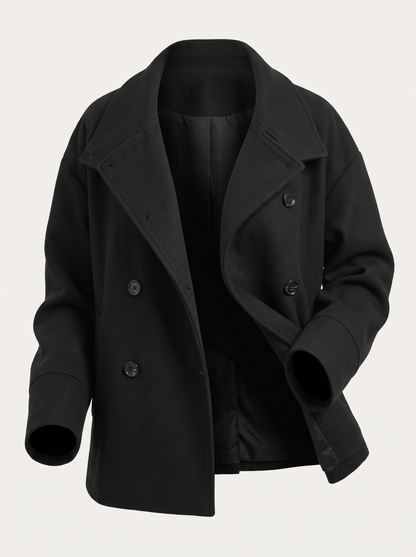 High Neck Tailored Coat, Cropped Fit