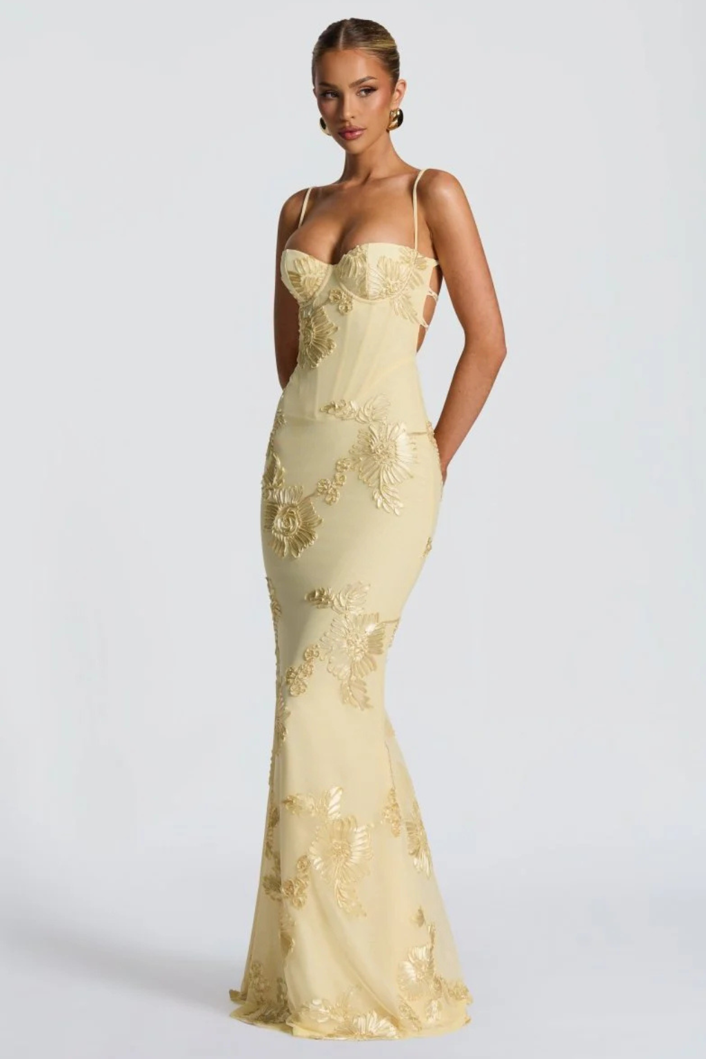 Embroidered Maxi Dress With Mermaid Silhouette - 3