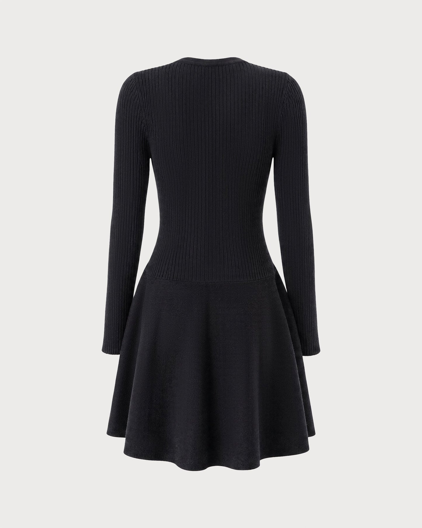 Black V-neck sweater dress with bell sleeves - view 5