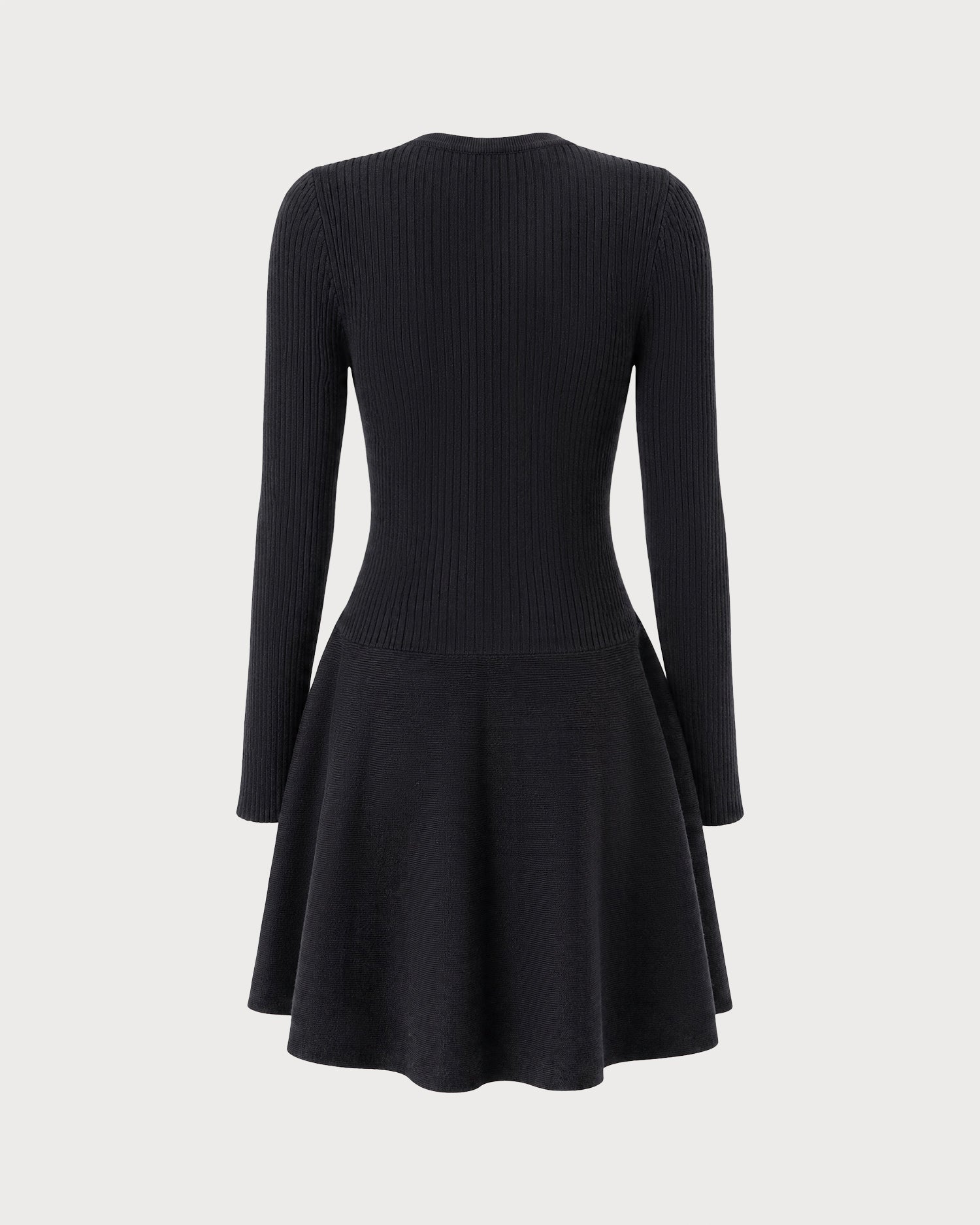 Black V-neck sweater dress with bell sleeves - view 5