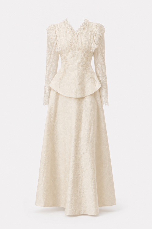 Beaded Embroidery Jacket and Flared Skirt Set