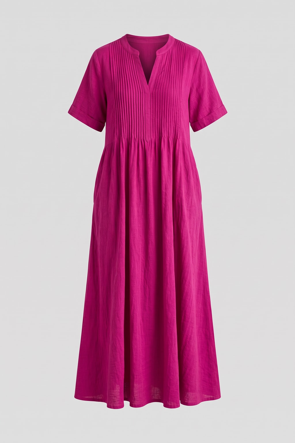 Pleated Maxi Dress With Flowy Fit - 1
