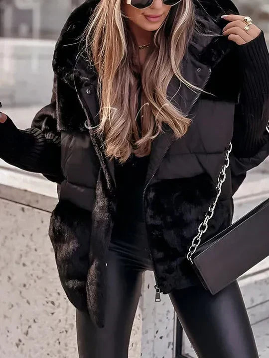 Faux Fur Trim Hooded Puffer Jacket - view 3