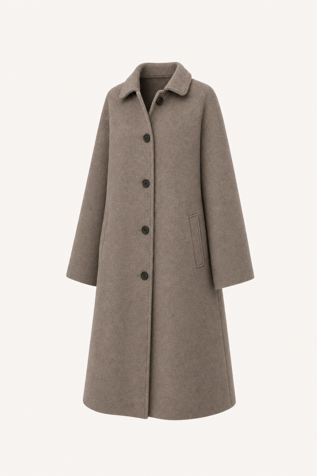 Brushed Oversized Long Coat with Tie Belt