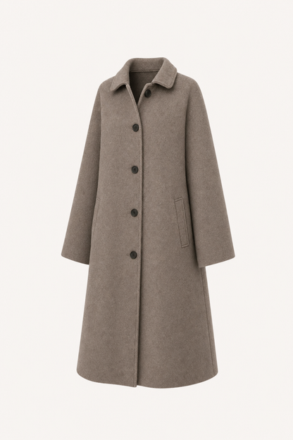Brushed Oversized Long Coat with Tie Belt