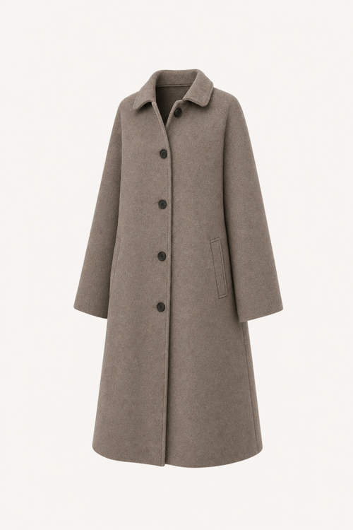 Brushed Oversized Long Coat with Tie Belt