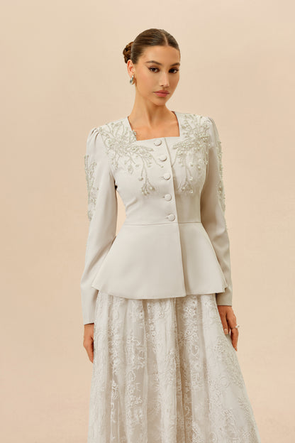Pearl Peplum Jacket and Lace Maxi Dress Set - view 3