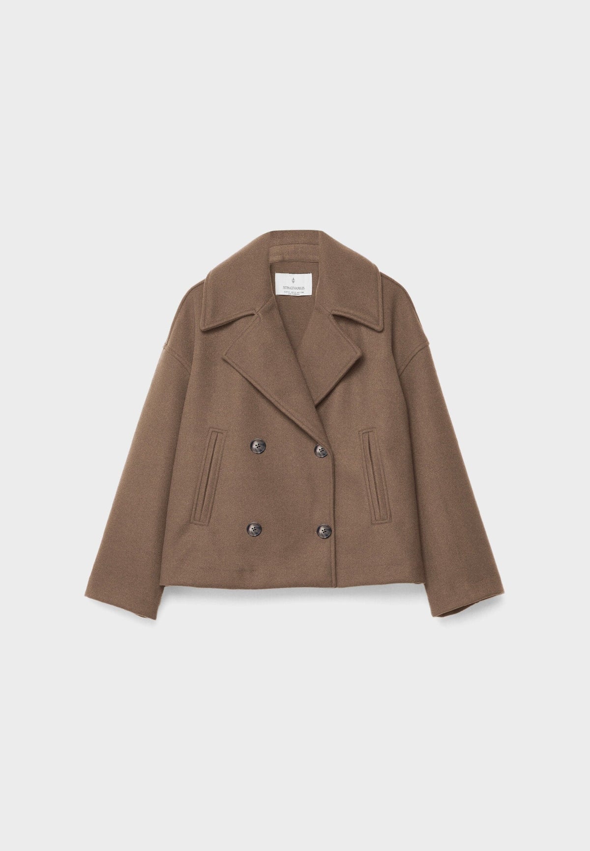 Cropped wool blend peacoat with notch lapel - view 10