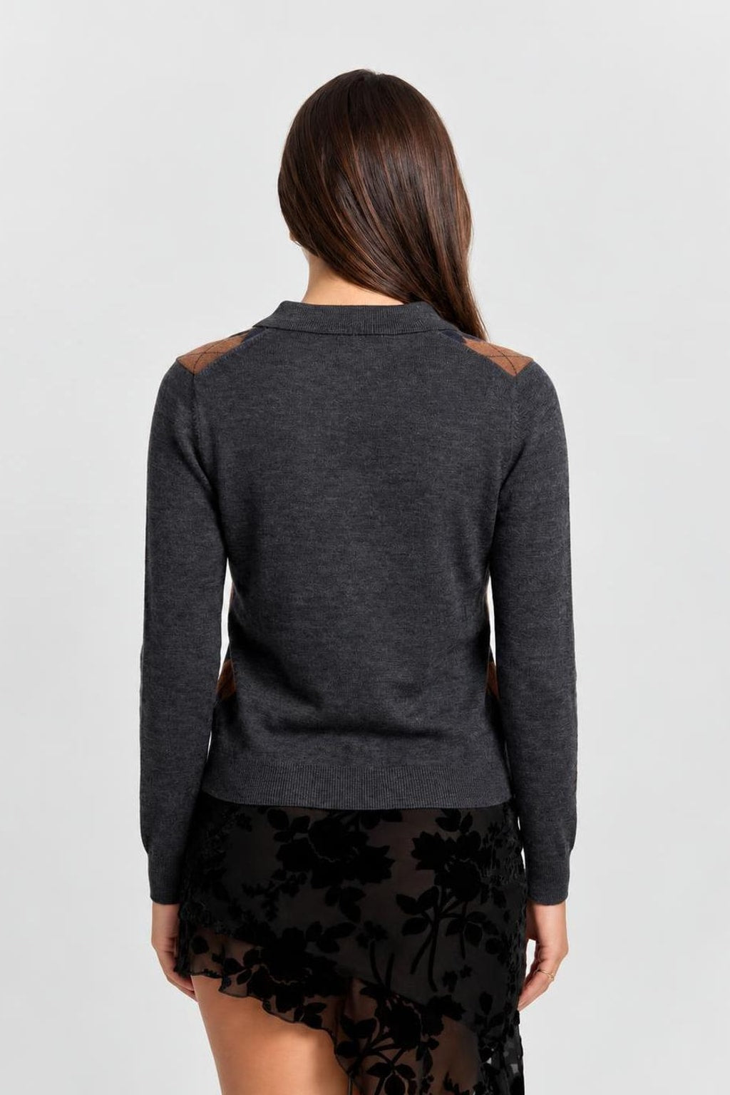 Argyle Knit Polo Sweater - 3