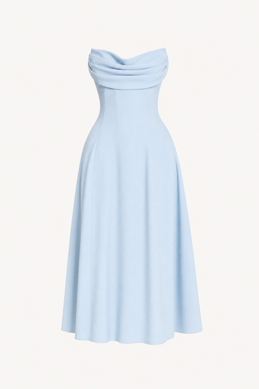 Strapless Lace-Up Pleated Midi Dress