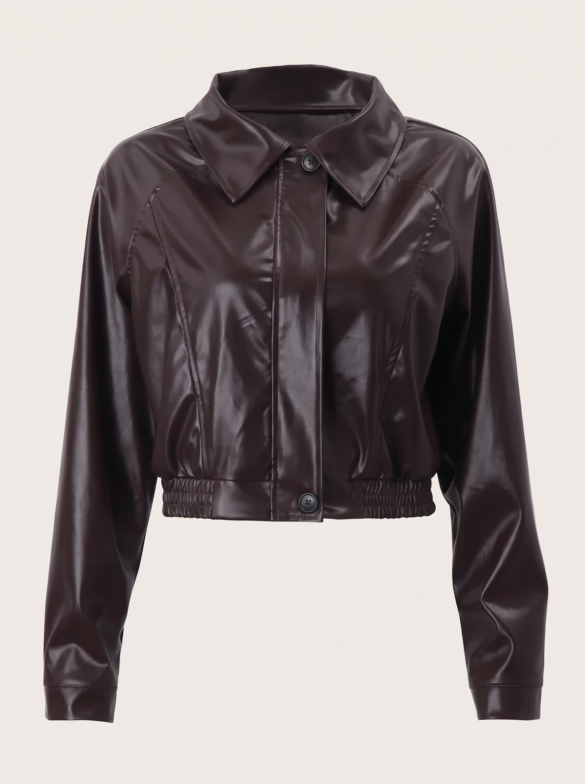 Brown Faux Leather Cropped Moto Jacket
