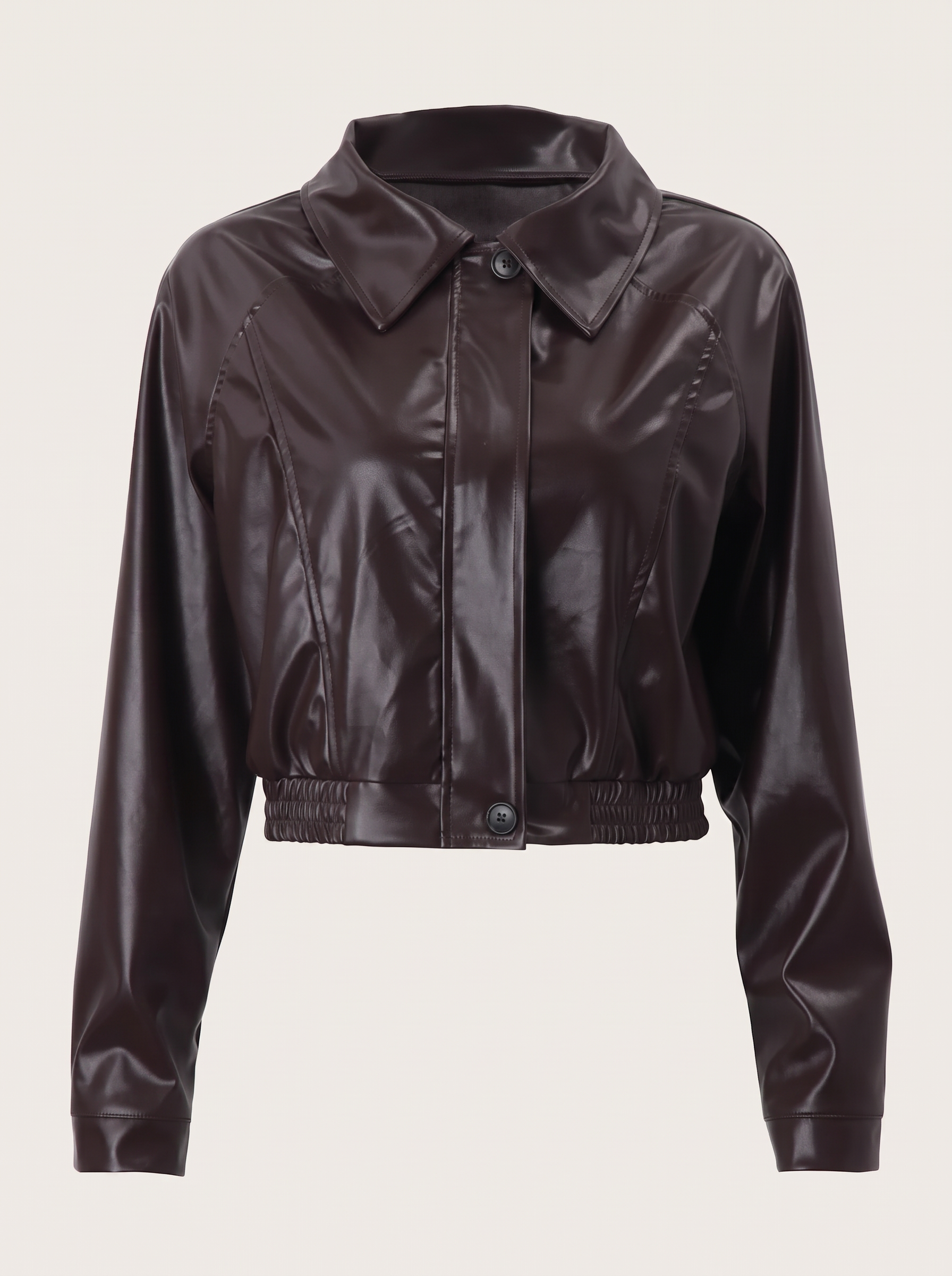 Brown Faux Leather Cropped Moto Jacket