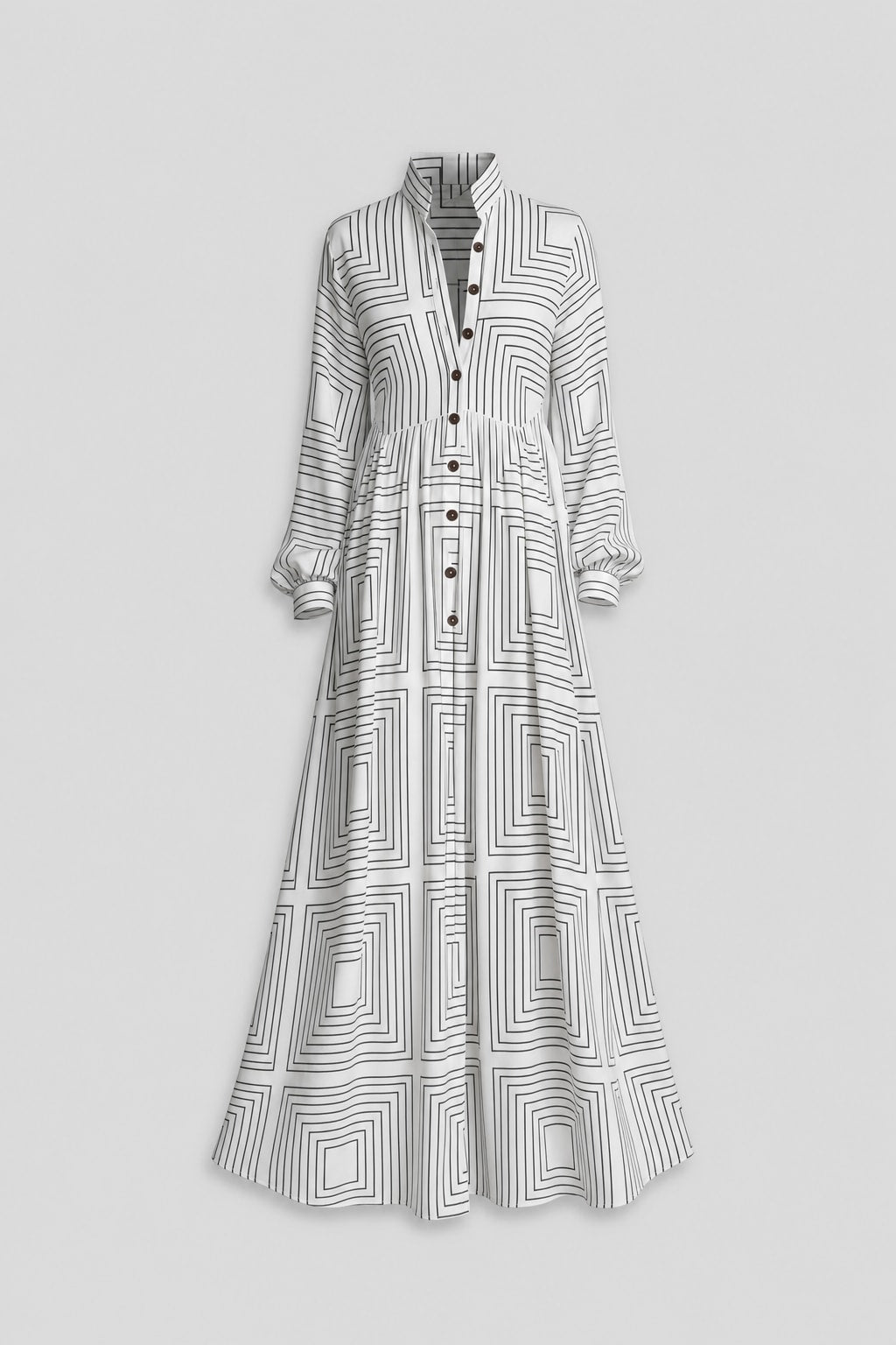 Polyester Maxi Dress With Plunge Neckline - 1
