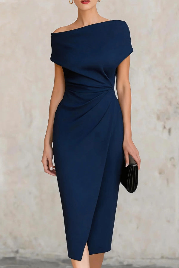 Short Sleeve Pleated Midi Dress - view 2