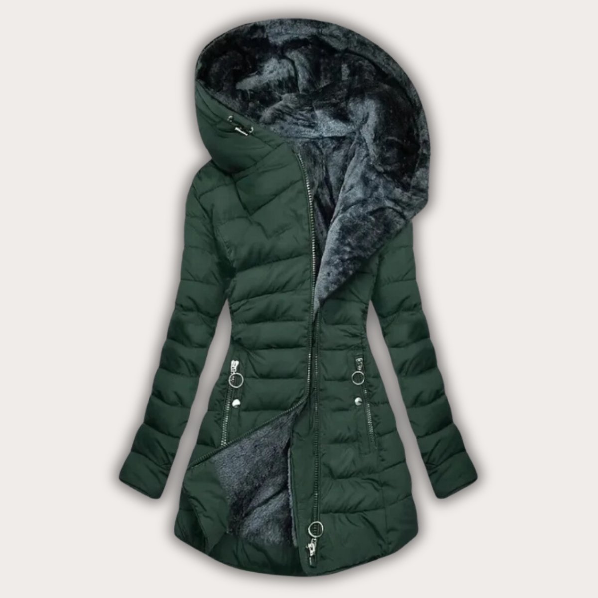 Faux Fur Lined Hooded Puffer Coat, Slim Fit - view 6