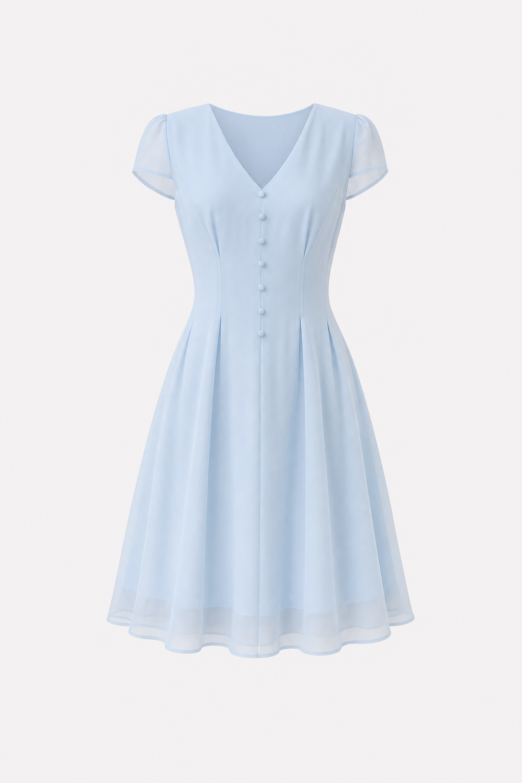 Blue V-neck button tunic mini dress