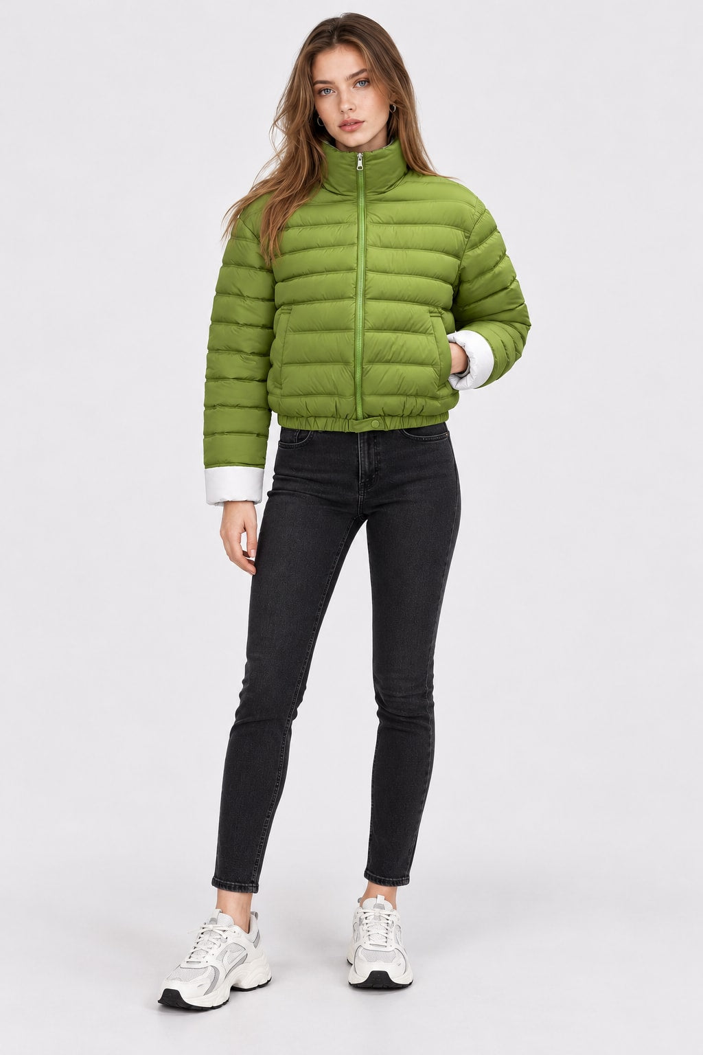 Women Stand Collar Short Parka Winter Padded Jacket - 9