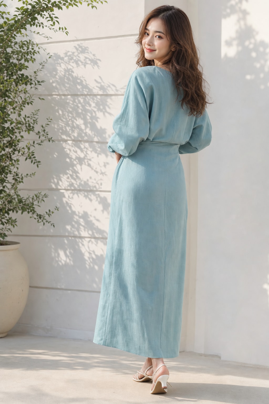 Tied-Waist Shirt Maxi Dress - 4