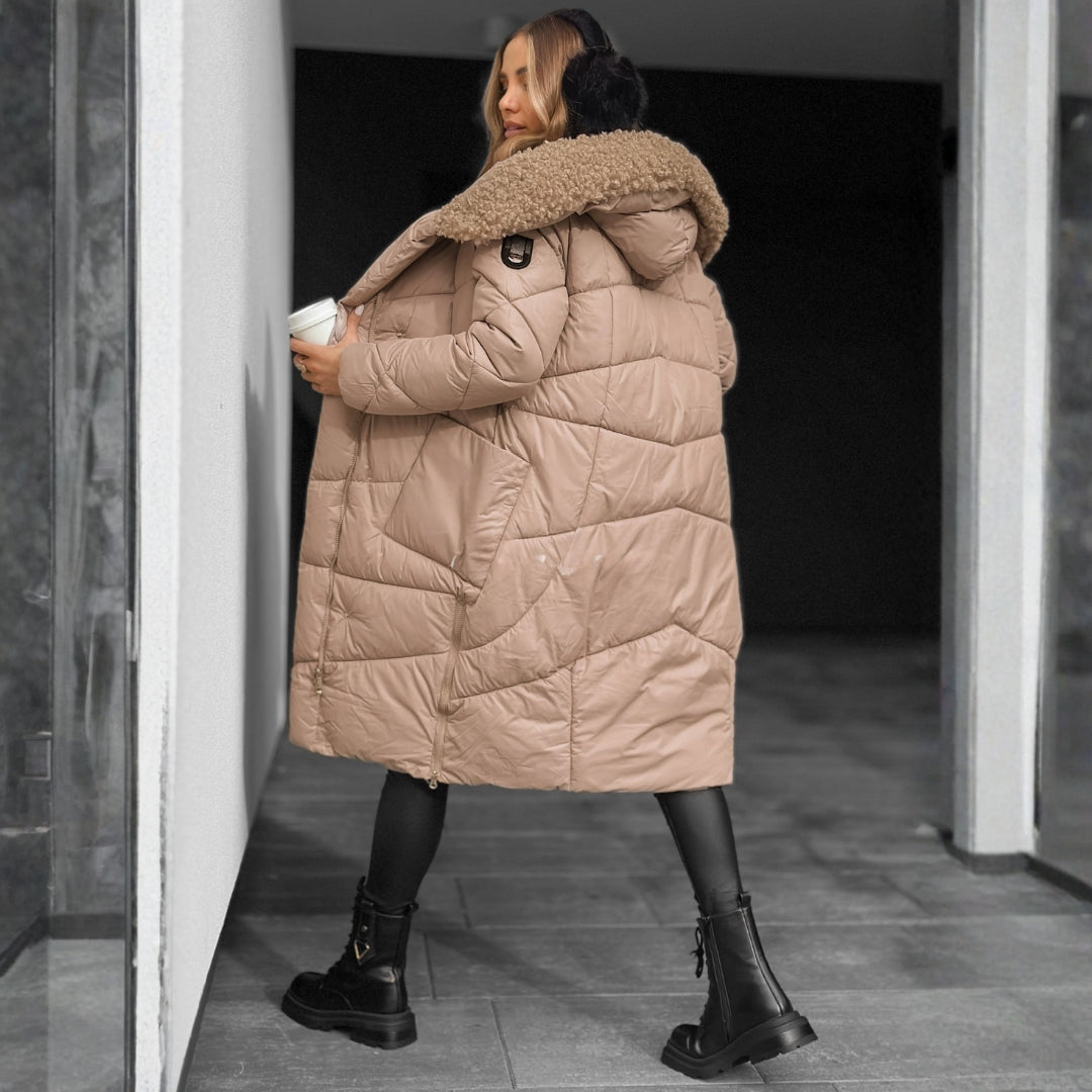 Quilted Hooded Coat Below Hip Length - view 7