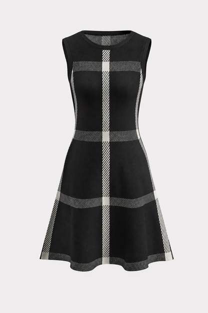 Black Plaid Knit Tank Dress