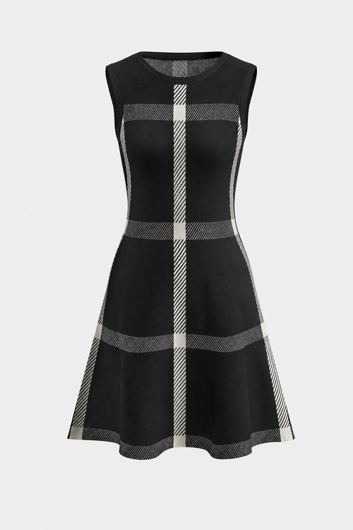 Black Plaid Knit Tank Dress