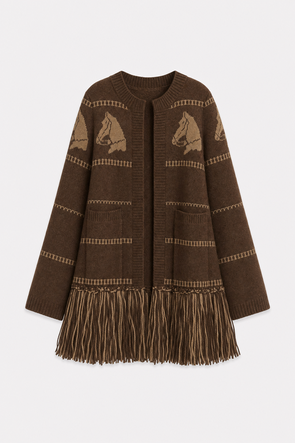 Wool blend fringe trim cardigan - view 11