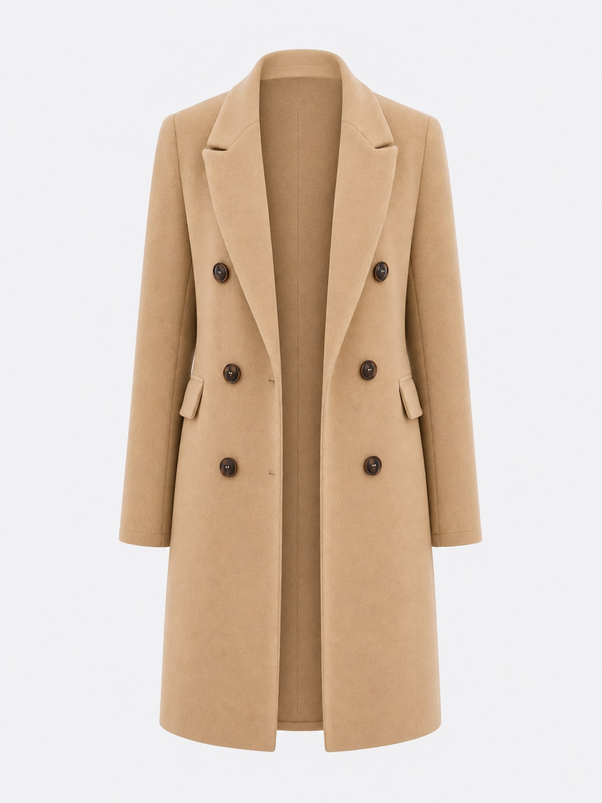 Elegant Mid-Length Double-Breasted Coat With Tailored Waist Fit - 1