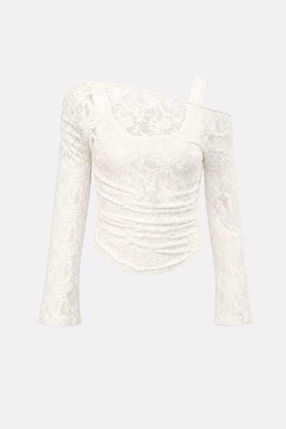 One-Shoulder Bell Sleeve Knit Top