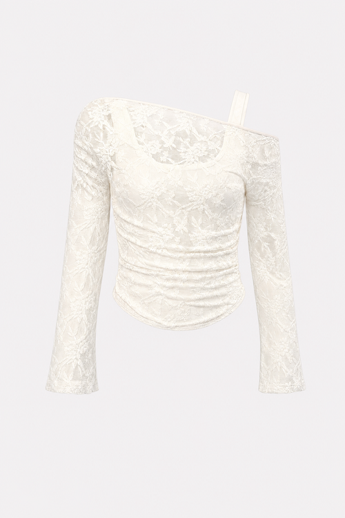 One-Shoulder Bell Sleeve Knit Top