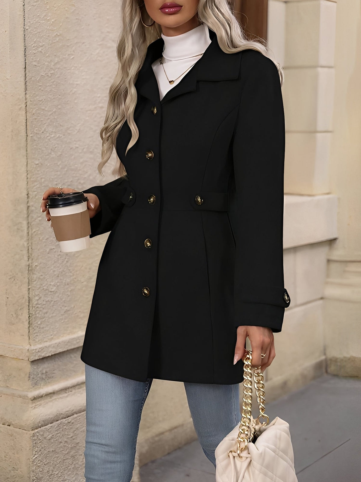Notch Collar Belted Trench Coat - view 21