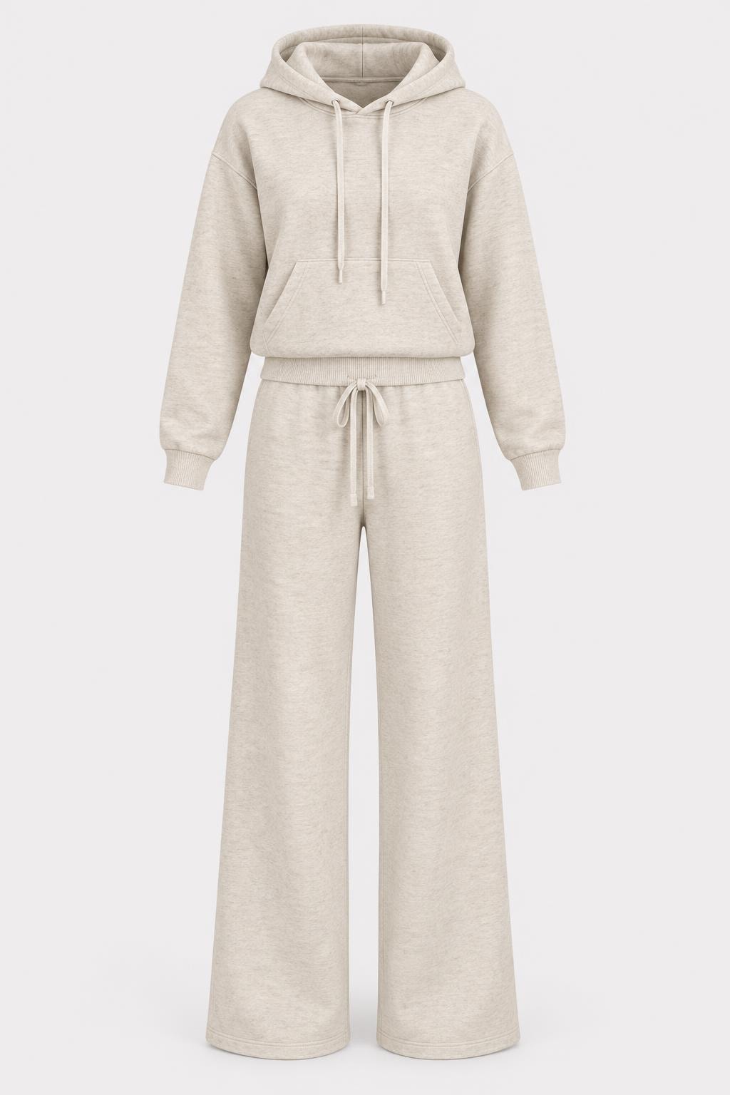 Knit Two Piece Set With Hooded Pullover - 1