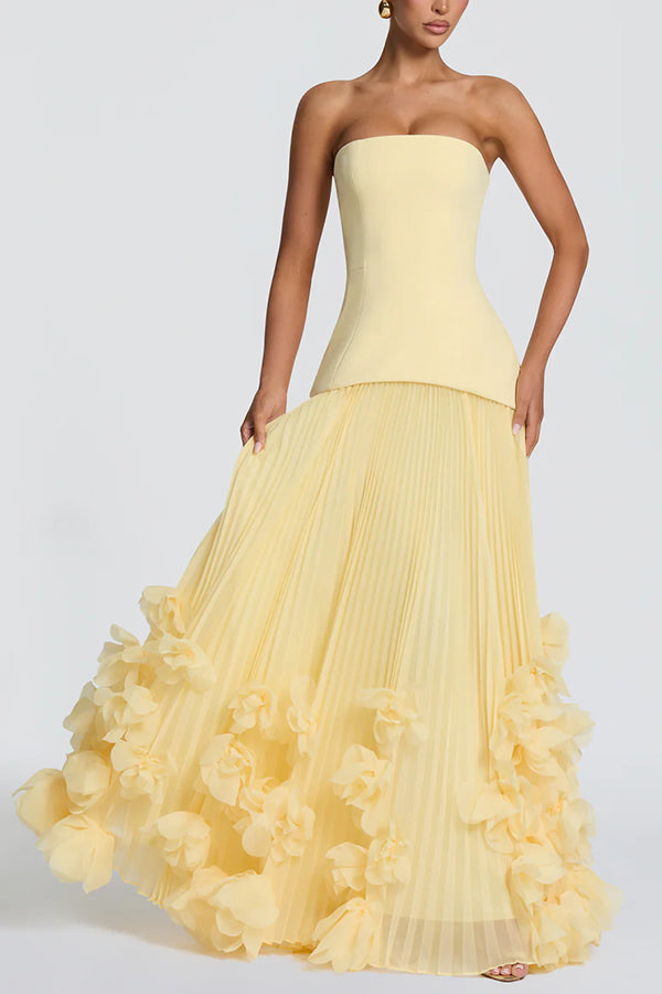 Strapless maxi gown with lace-up corset back - view 9